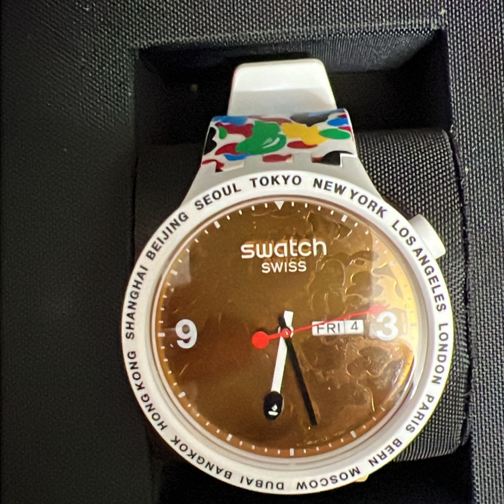Bape Gold White Smartwatch with Elegant Design